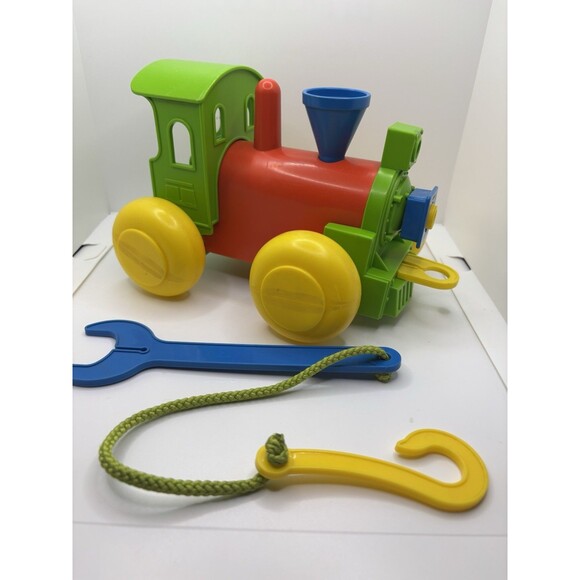 Tupperware Build N Play Train Tuppertoy Kids Red Yellow Blue Vintage 1978 Wrench - Picture 1 of 7